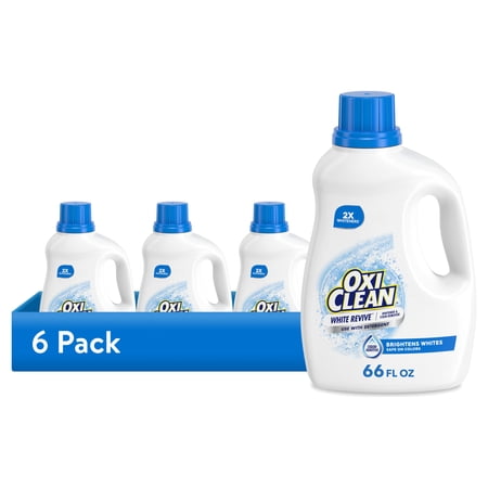 (6 pack) OxiClean White Revive Laundry Whitener and Laundry Stain Remover Liquid, 66 fl oz