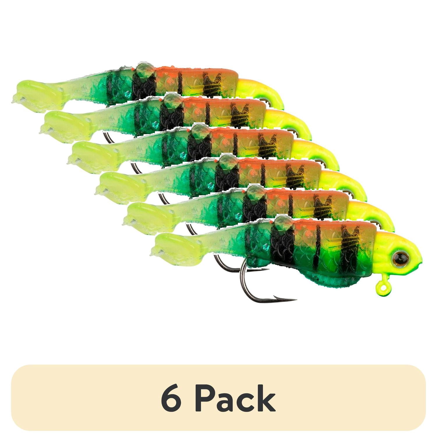 (6 pack) Ozark Trail Freshwater Rigged Paddle Tail Minnow Fishing Lure, Fire Tiger, 1/16 oz