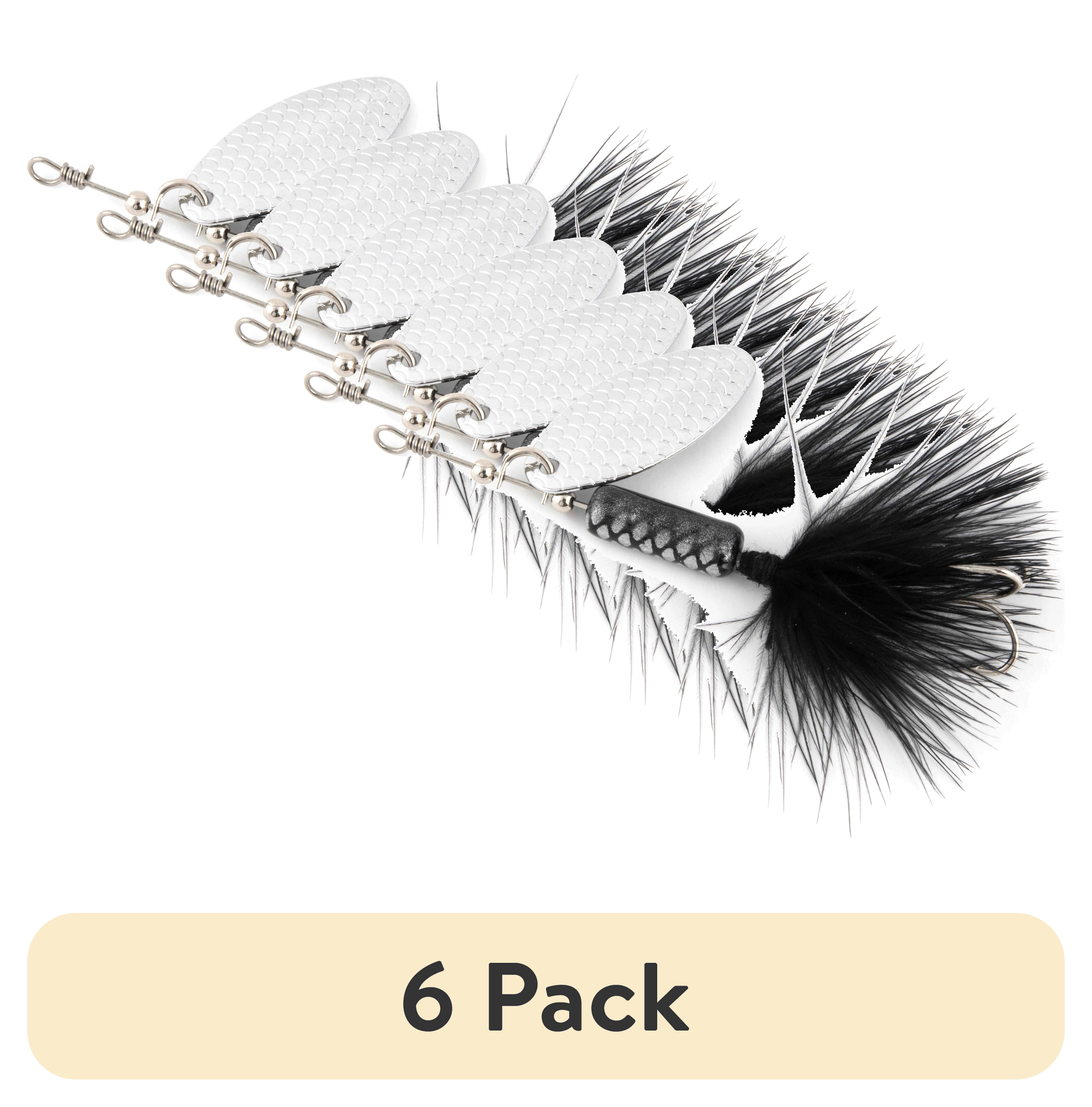 (6 pack) Ozark Trail Inline Spinner Fishing Lure 1/8 oz. – Black