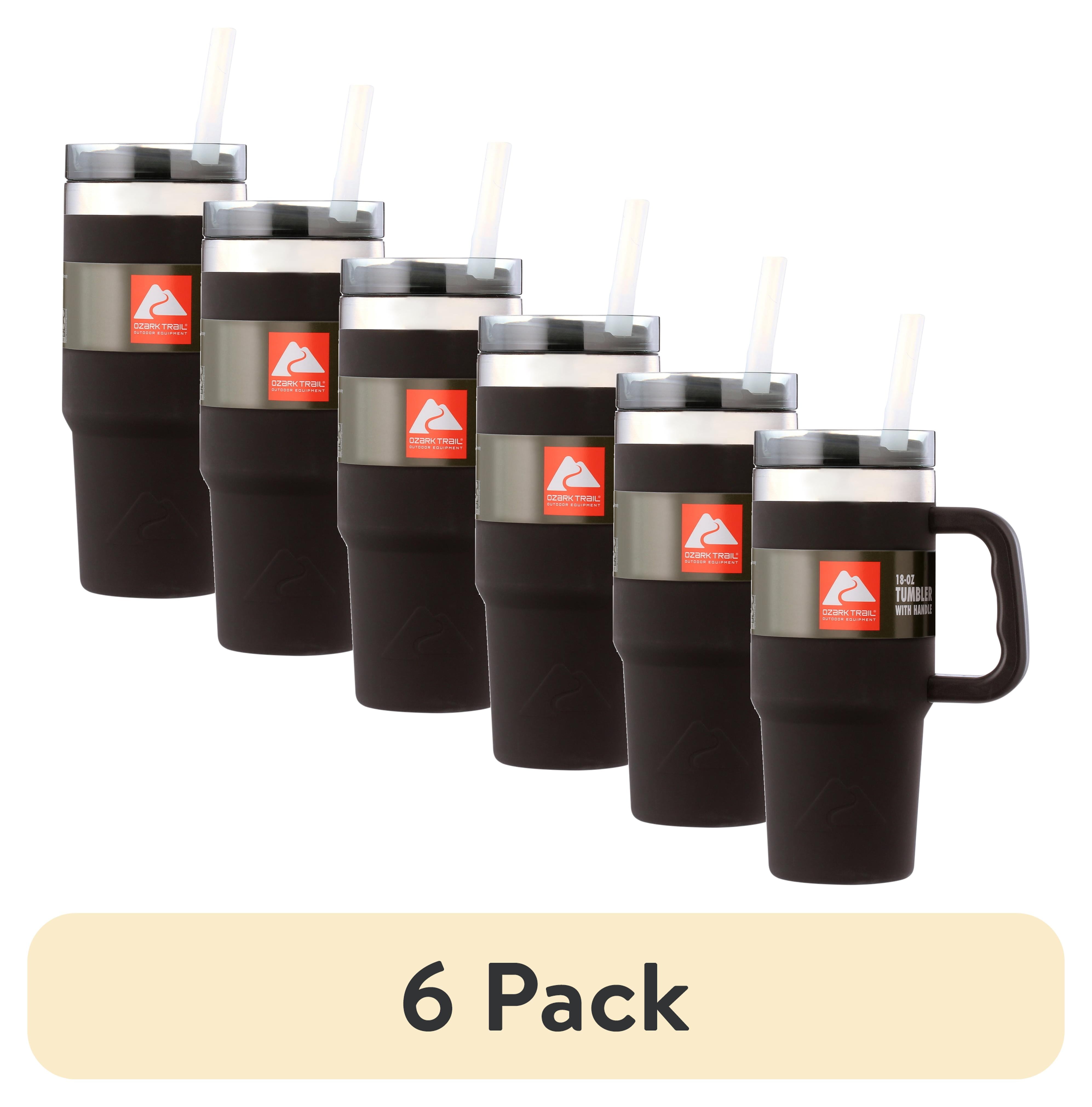 (6 pack) Ozark Trail 18 oz Stainless Steel Insulated Tumbler with Handle, Black