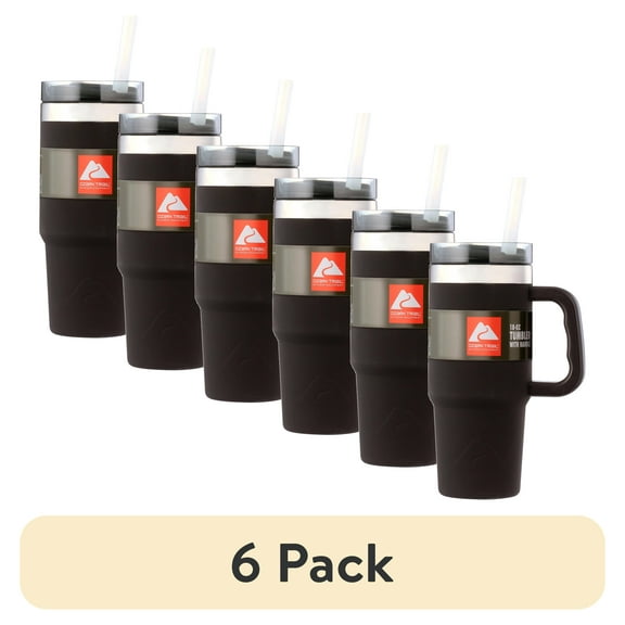 (6 pack) Ozark Trail 18 oz Insulated Stainless-Steel Tumbler with Handle, Black