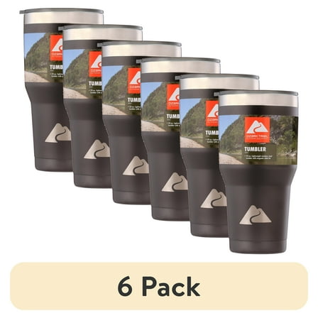 (6 pack) Ozark Trail 32 oz Vacuum Insulated Stainless Steel Tumbler, Black