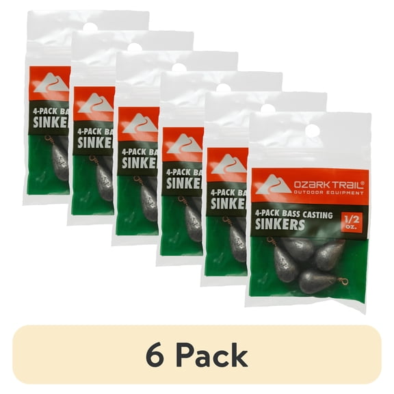 (6 pack) Ozark Trail Bass Cast 1/2oz, Fishing Weights, Product Size 2.6x1.2cm