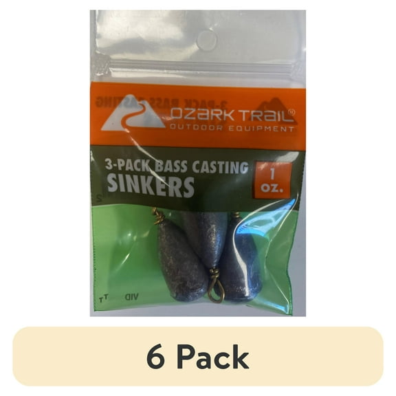 (6 pack) OZARK TRAIL BASS CASTING SINKER 1oz