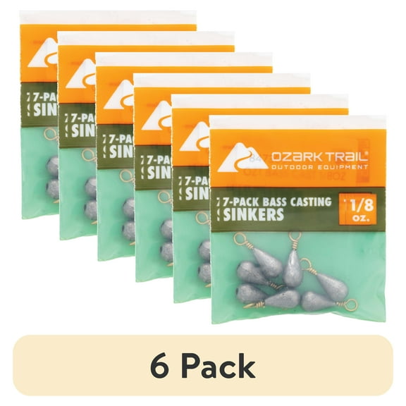 (6 pack) Ozark Trail Bass Casting Sinkers 1/8 Ounce