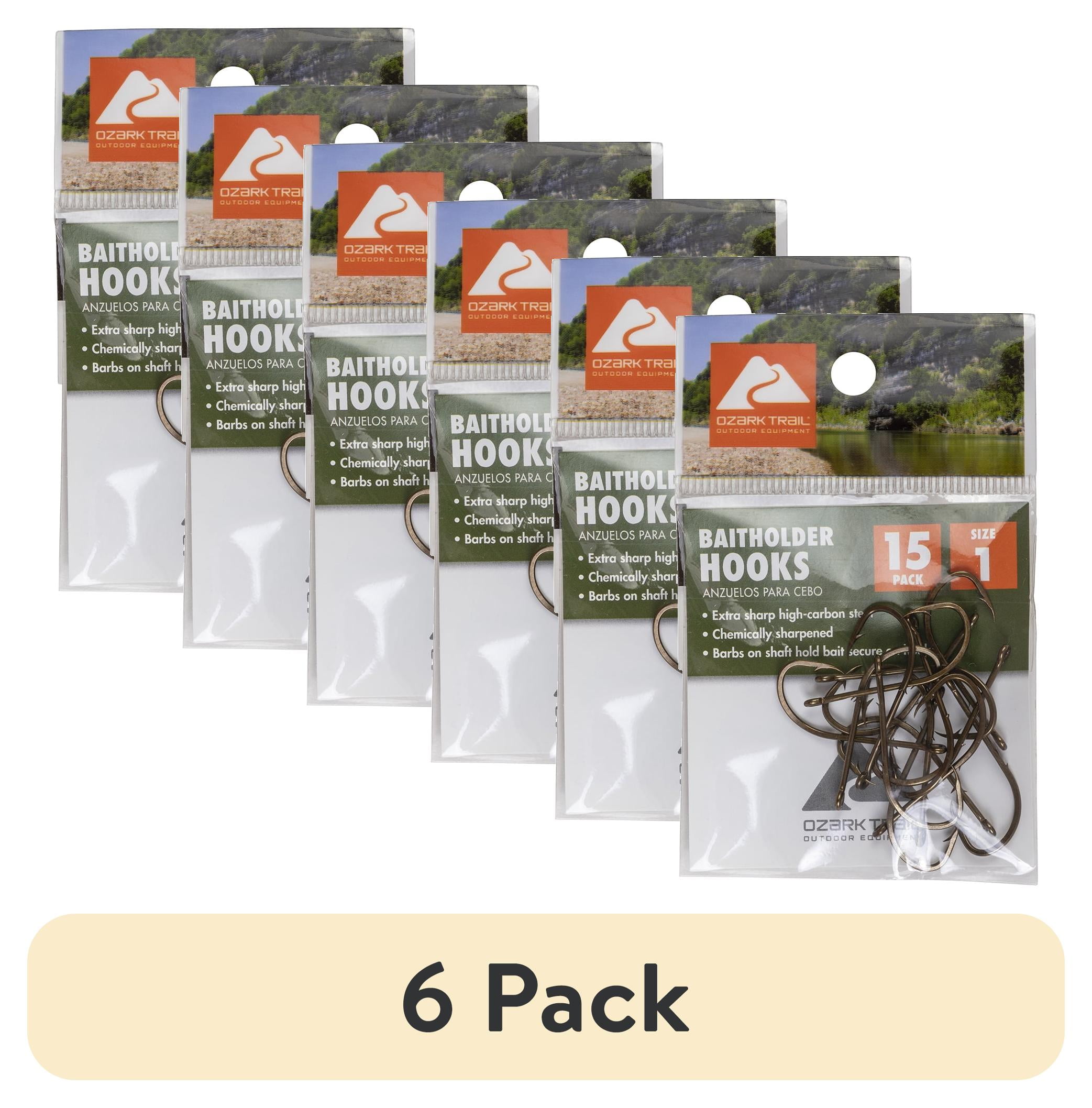 (6 pack) Ozark Trail Bronze Baitholder Fishing Hooks Size 1 - 15 Pack