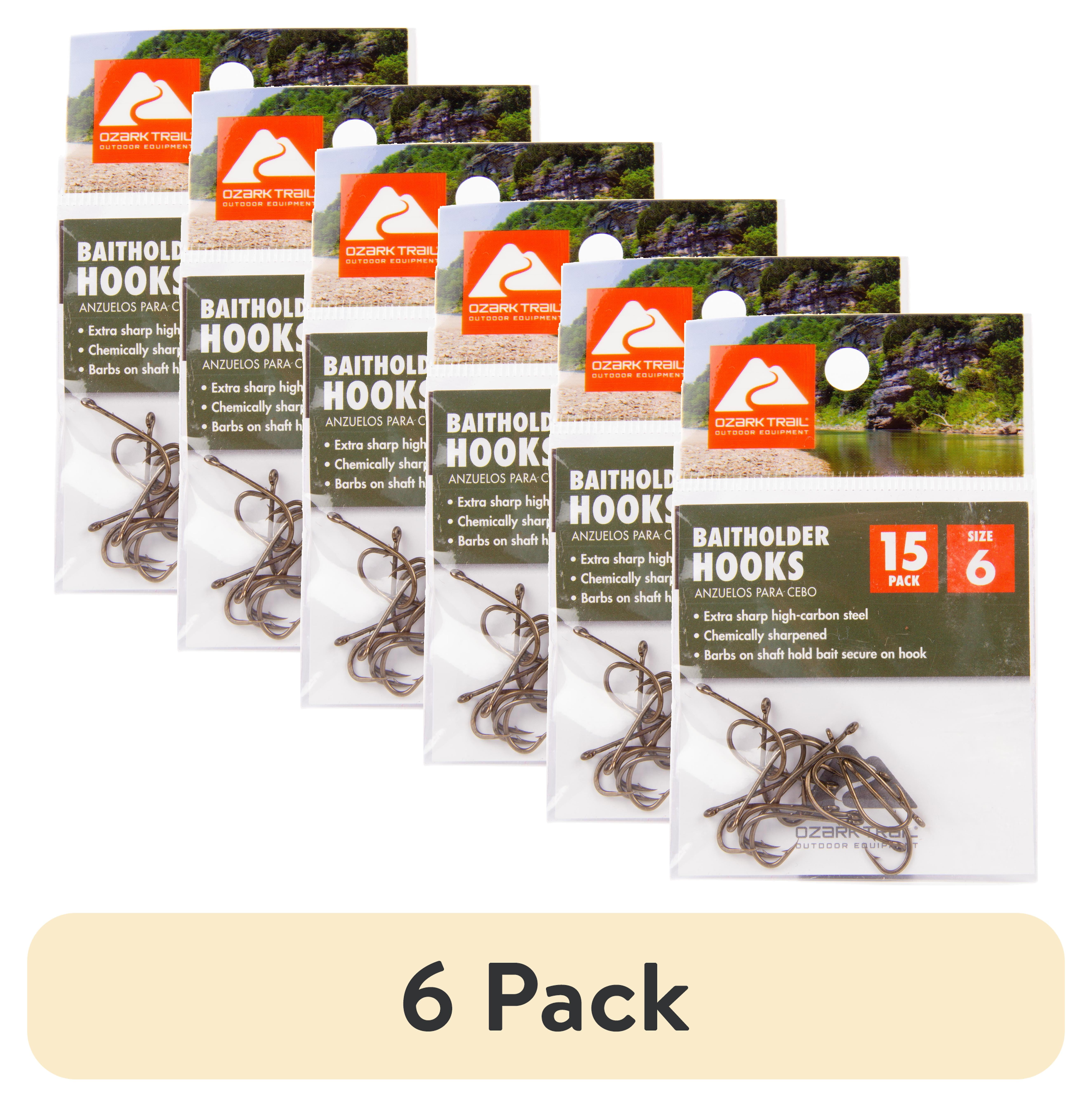 (6 pack) Ozark Trail Bronze Baitholder Light Wire Fishing Hooks Size 6 - 15 Pack