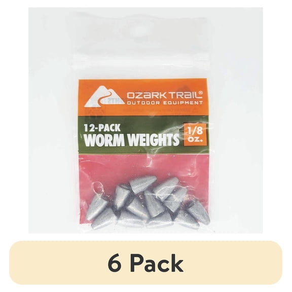 (6 pack) Ozark Trail Fishing Worm Weight 1/8Oz