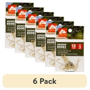 (6 pack) Ozark Trail Freshwater Gold Aberdeen Light Wire Fishing Hooks, Size 2, 15-pack
