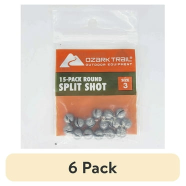 (6 pack) Ozark Trail Round Split Shot Size 3, Fishing Lead Weights, Product Size 0.8x0.9cm