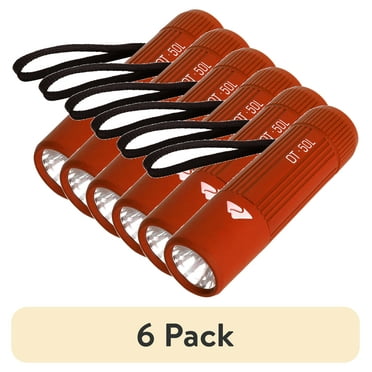 (6 pack) Ozark Trail Single Mini LED Flashlight, 50 Lumens, Handheld, 3 AAA Batteries, Red