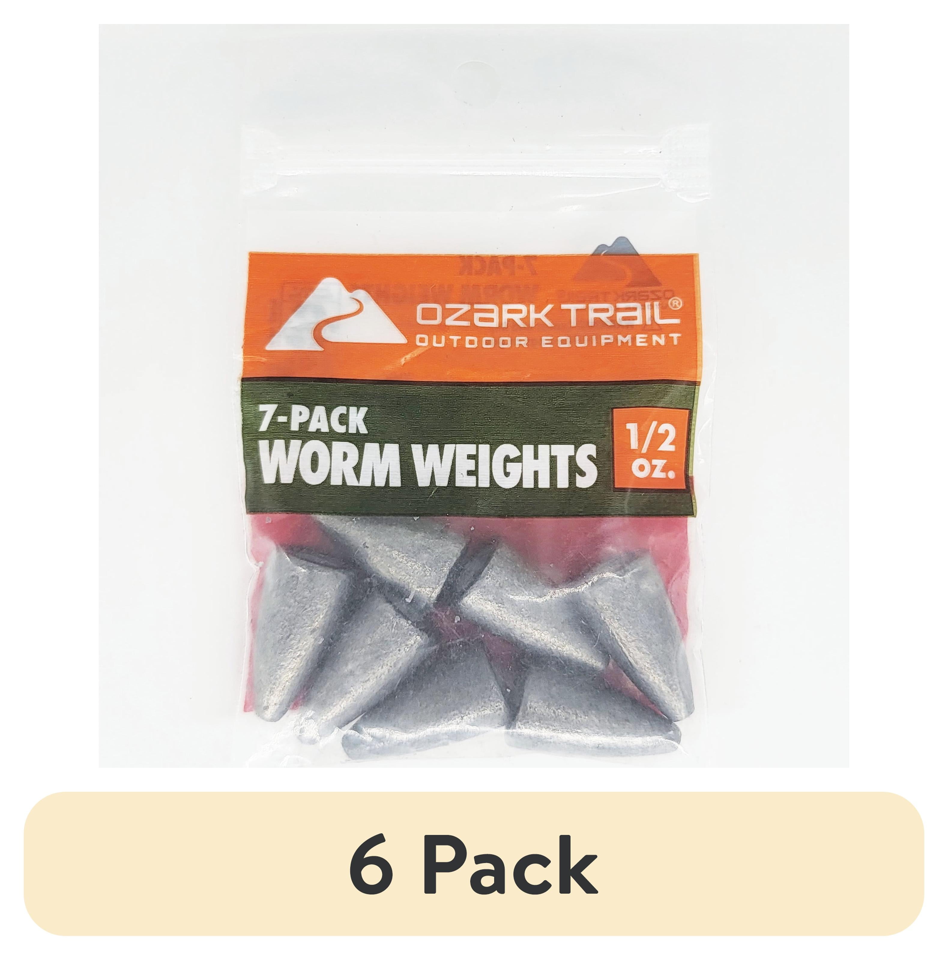 (6 pack) Ozark Trail Worm Weight 1/2 oz, Fishing Lead Weight, Product Size 0.87x0.47in