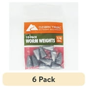 (6 pack) Ozark Trail Worm Weight 1/4oz, Fishing Lead Weights, Product Size 0.67x0.37in