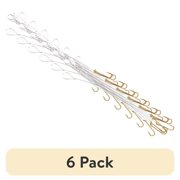 (6 pack) Ozark Trail Gold Aberdeen Snelled Fishing Hooks, Size 4, 8-Pack