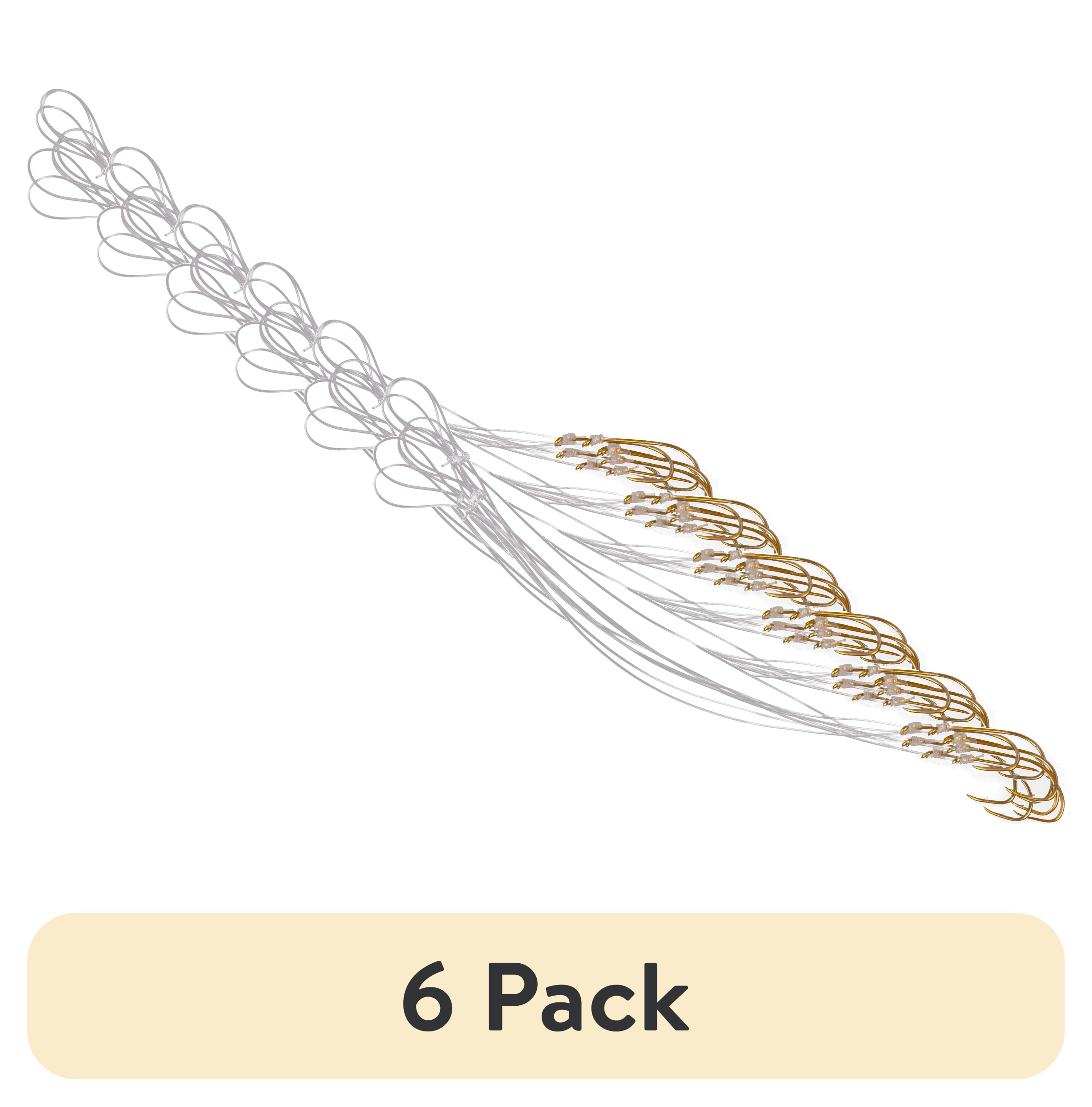 (6 pack) Ozark Trail Size 1 Baitholder Snelled Fishing Hooks, Gold, Pre-Tied Leader, Freshwater Fishing, 8-Pack