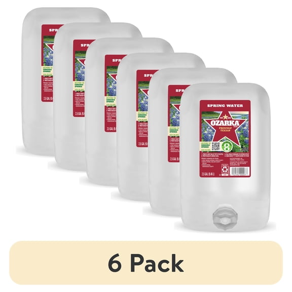(6 pack) Ozarka Texas Spring Water, 2.5 Gal, Single Plastic Jug