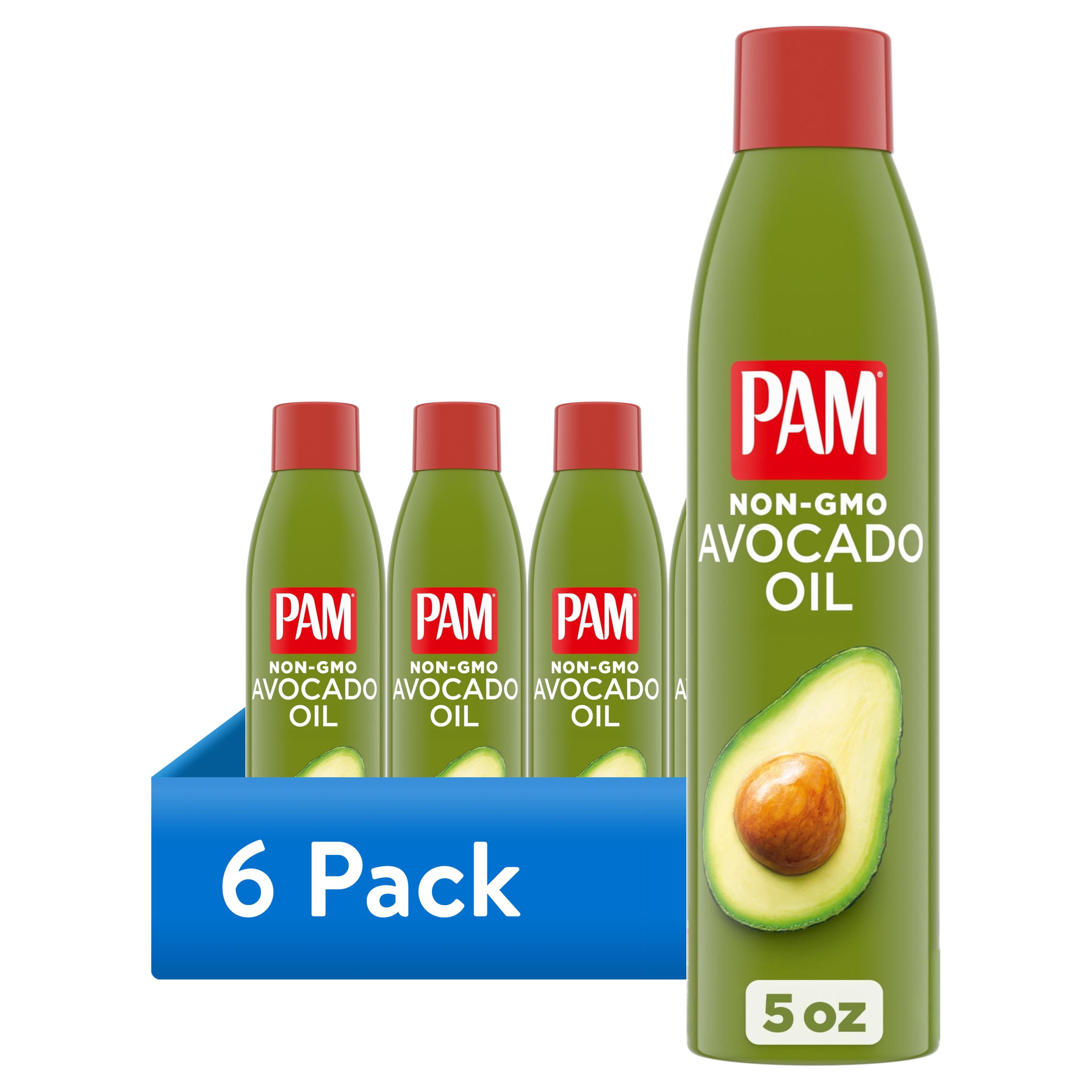 (6 pack) PAM Non-GMO Non-Stick Cooking Spray, Avocado Oil, Great for Searing and Pan-frying, 5 oz.