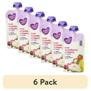 6 pack Parents Choice Stage 2 Baby Food Pear, Strawberry & Cherry Fruit Puree, 4 oz Pouch