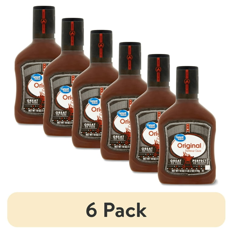 6 pack) Great Value Original BBQ Sauce, 18 oz Bottle, 1 Count