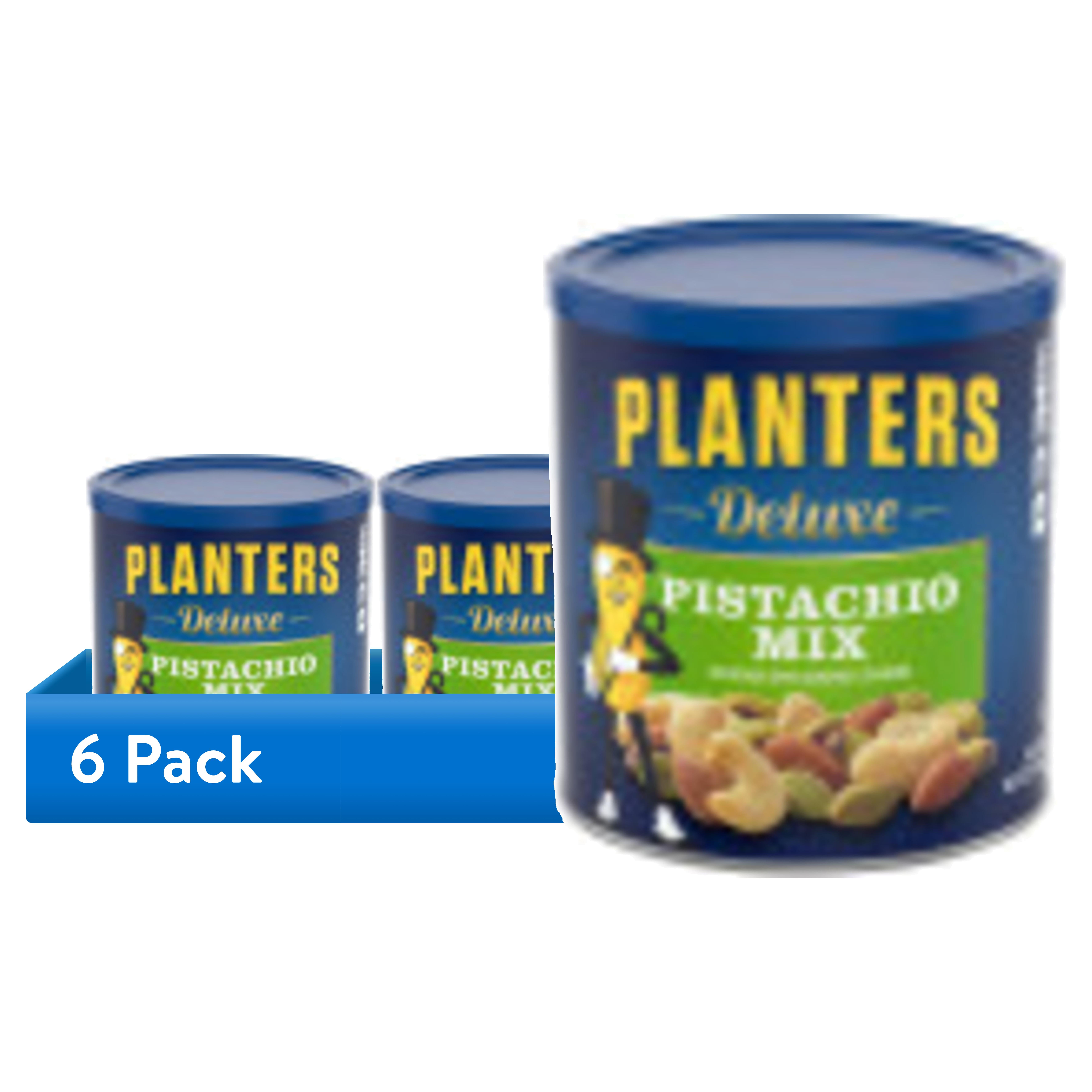 (6 pack) PLANTERS Deluxe Pistachio Mix, Party Snacks, Plant-Based Protein, 14.5 oz Steel Can