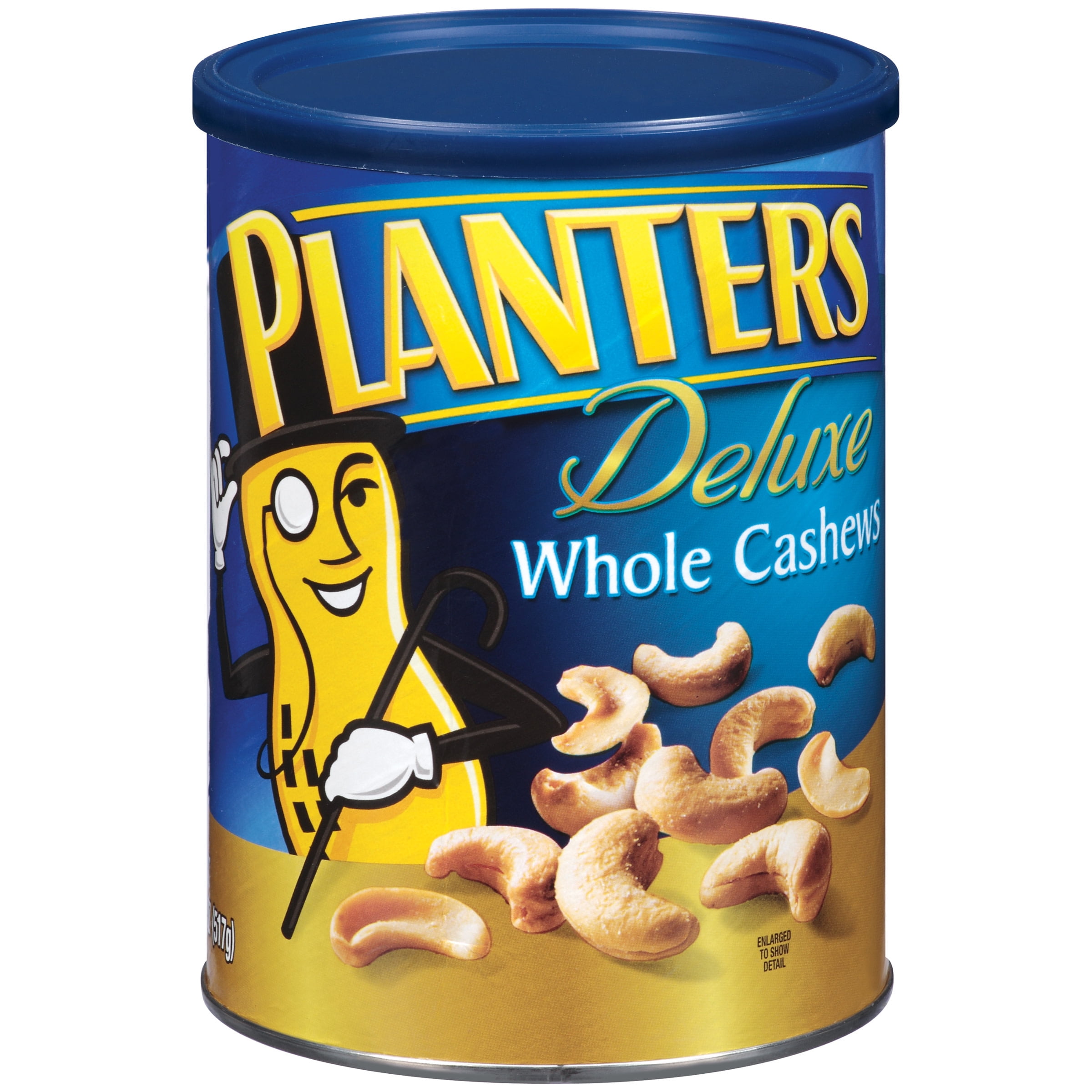 (6 pack) PLANTERS Deluxe Salted Whole Cashews, Party Snacks, Plant Based Protein, 18.25 oz Steel Can