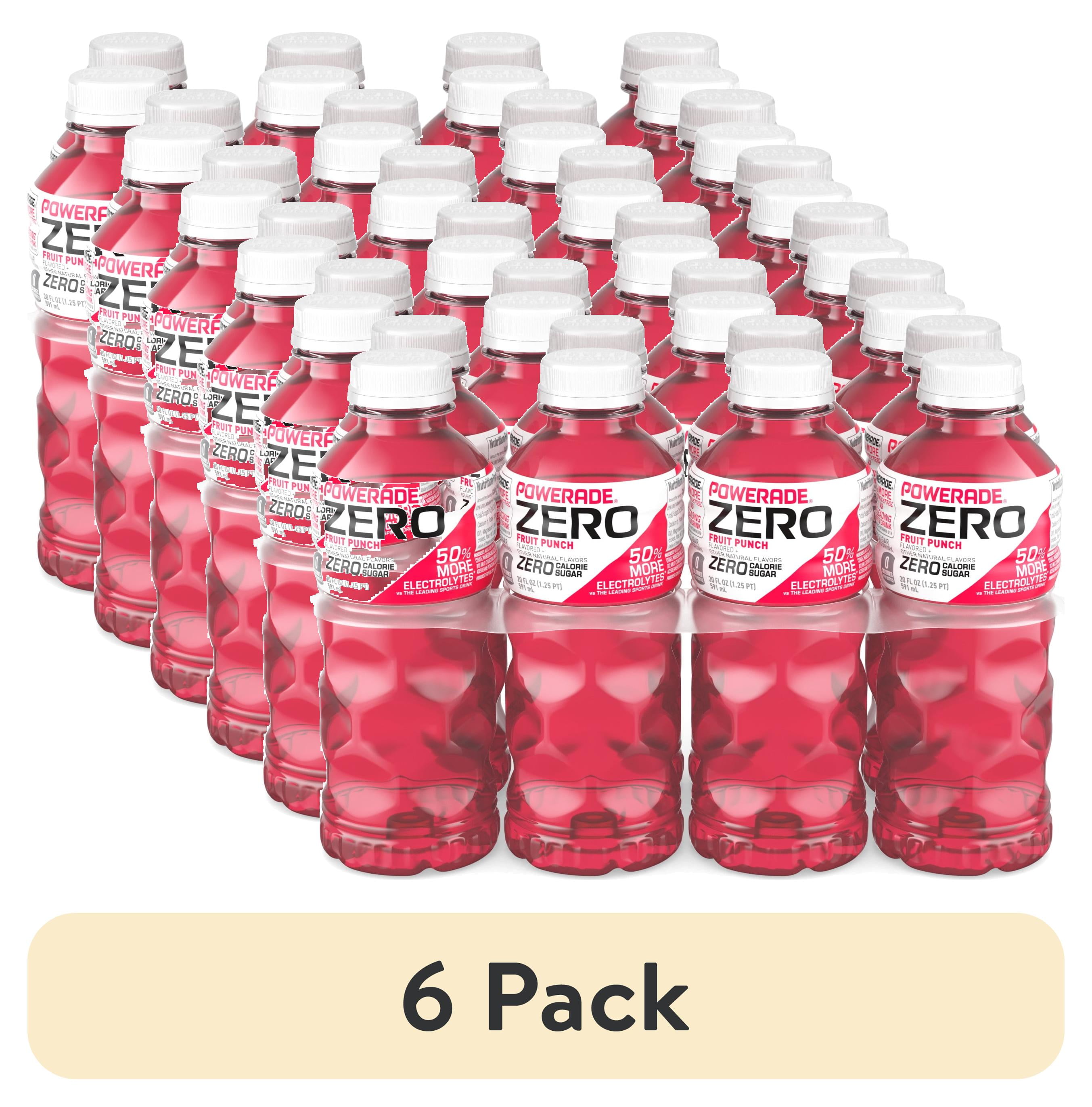 (6 pack) POWERADE Zero Sugar Fruit Punch Electrolyte Sports Drink Bottles, 20 fl oz, 8 Pack