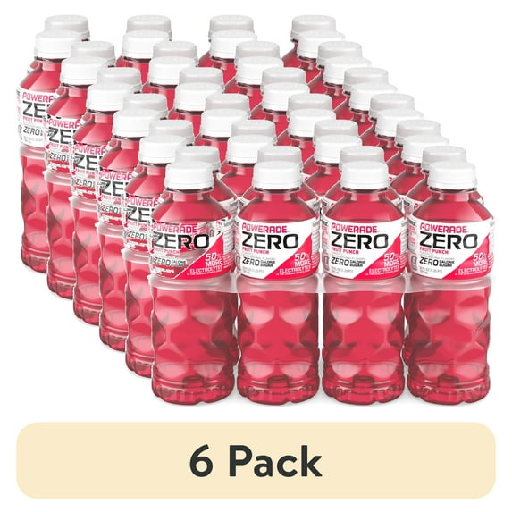 (6 pack) POWERADE Zero Sugar Fruit Punch Electrolyte Sports Drink, 20 fl oz, 8 Pack Bottles