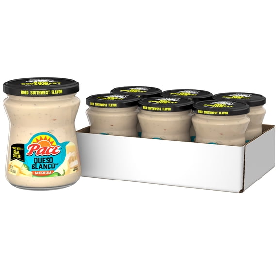 (6 pack) Pace Medium Queso Blanco Cheese Dip, 15 oz Jar