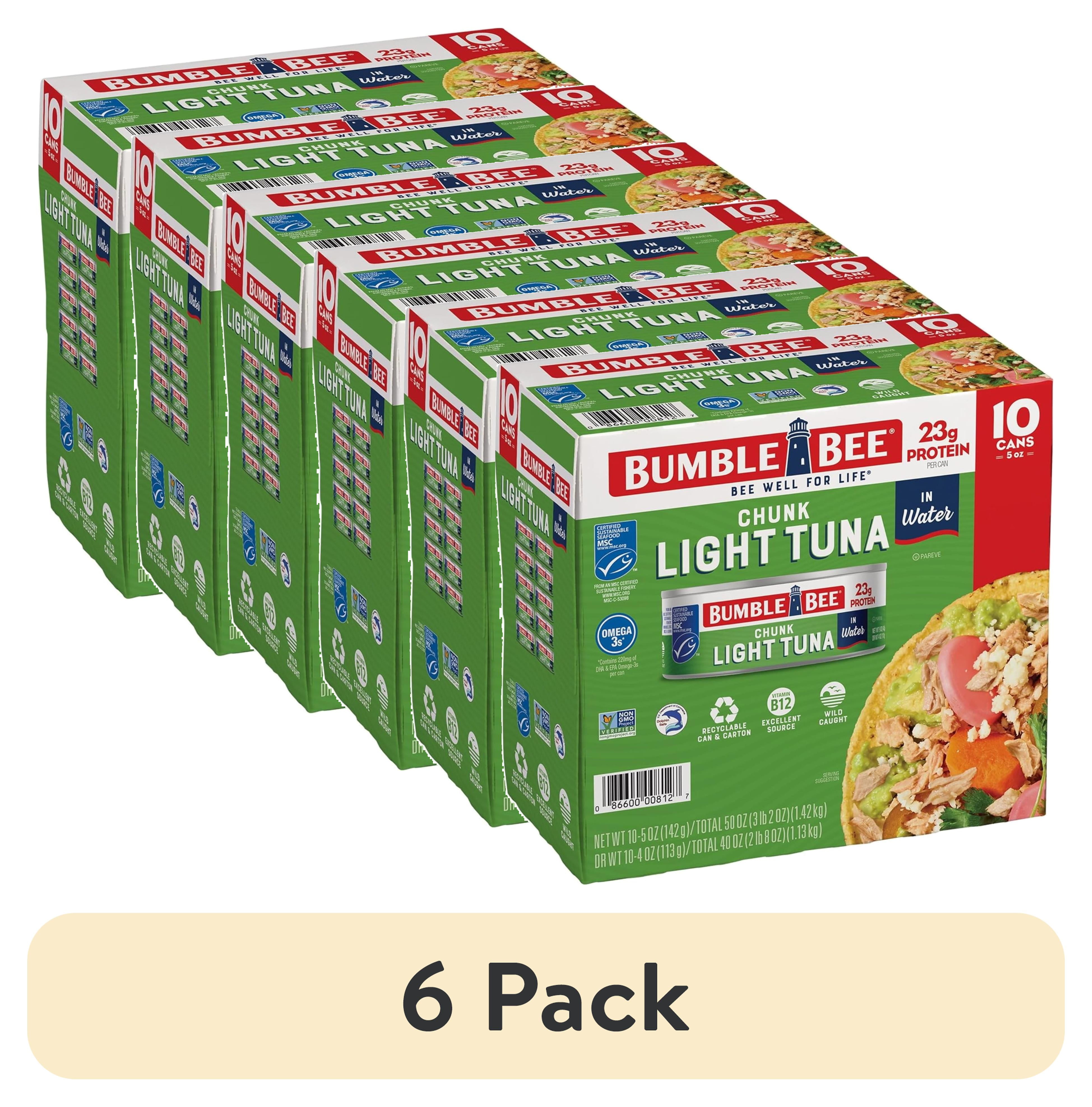 (6 pack) (Pack of 10) Bumble Bee Chunk Light Tuna in Water, 5 oz cans