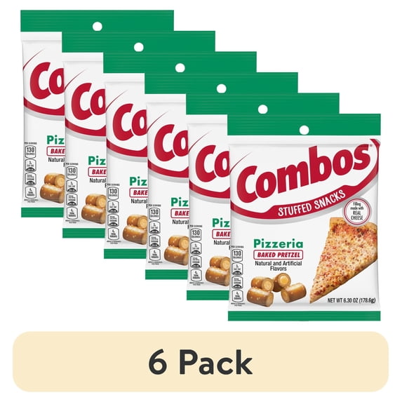 (6 pack) Pack of 2 Combos Stuffed Snacks Pizzeria Baked Pretzel Snacks, 6.3 oz (packaging may vary)
