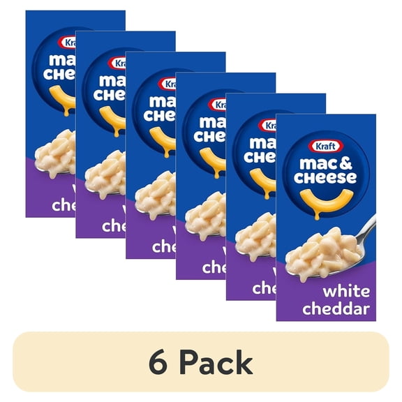 (6 pack) Pack of 2 Kraft White Cheddar Mac & Cheese Macaroni and Cheese Dinner Pasta Shells, 7.3 oz Box