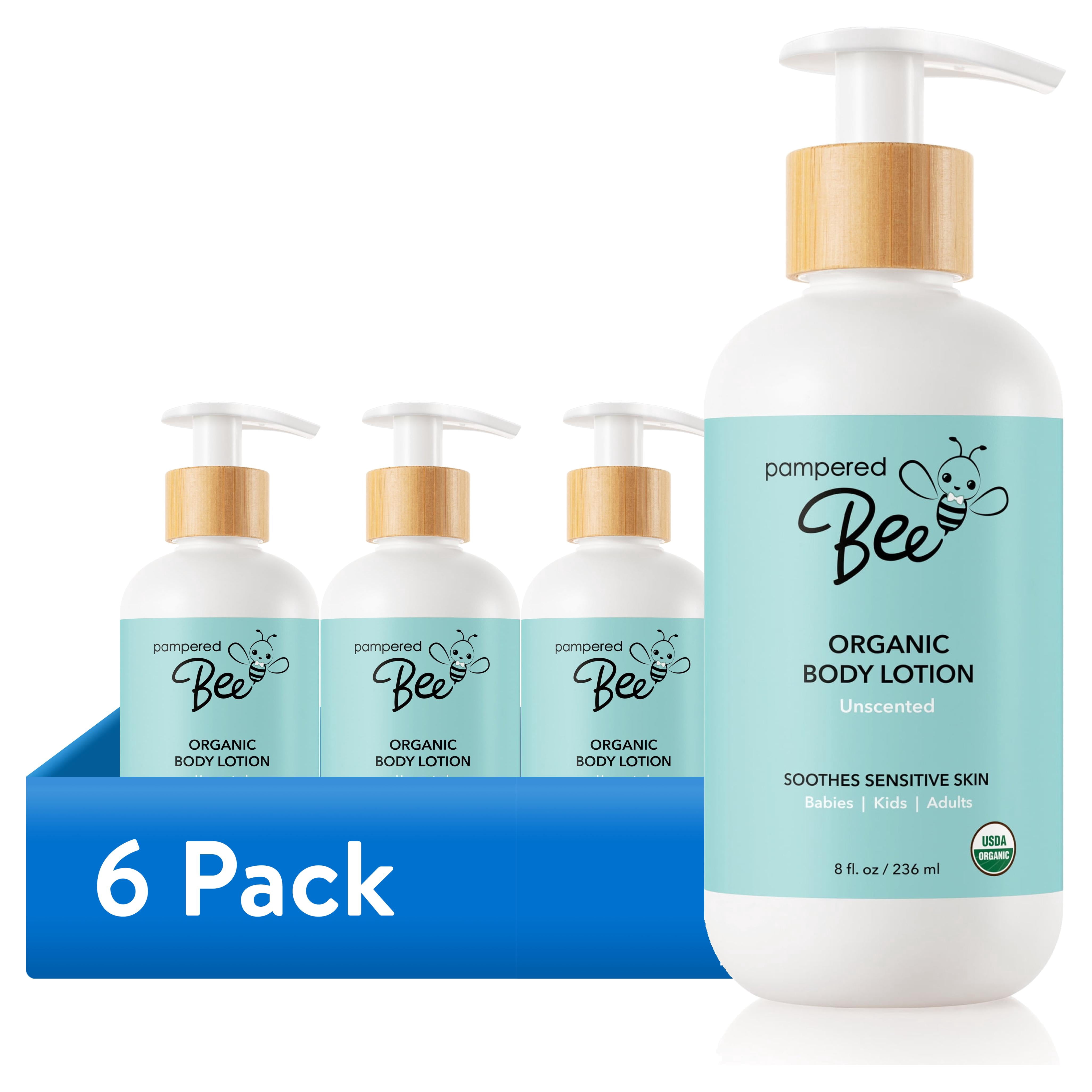 (6 pack) Pampered Bee Organic Unscented Baby Lotion 8 fl oz - Deep Hydration for Sensitive Skin