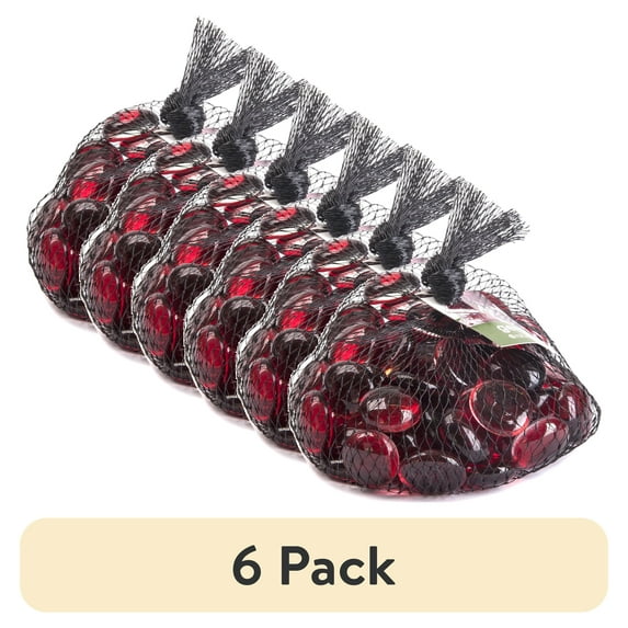 (6 pack) Panacea Products Decorative Ruby Red Glass Gems, 12 oz. Bag
