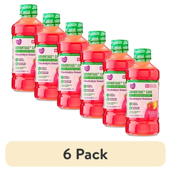 (6 pack) Parent's Choice Advantage® Care Electrolyte Solution, Strawberry Lemonade Flavor, Pediatrician Recommended, 1 Liter