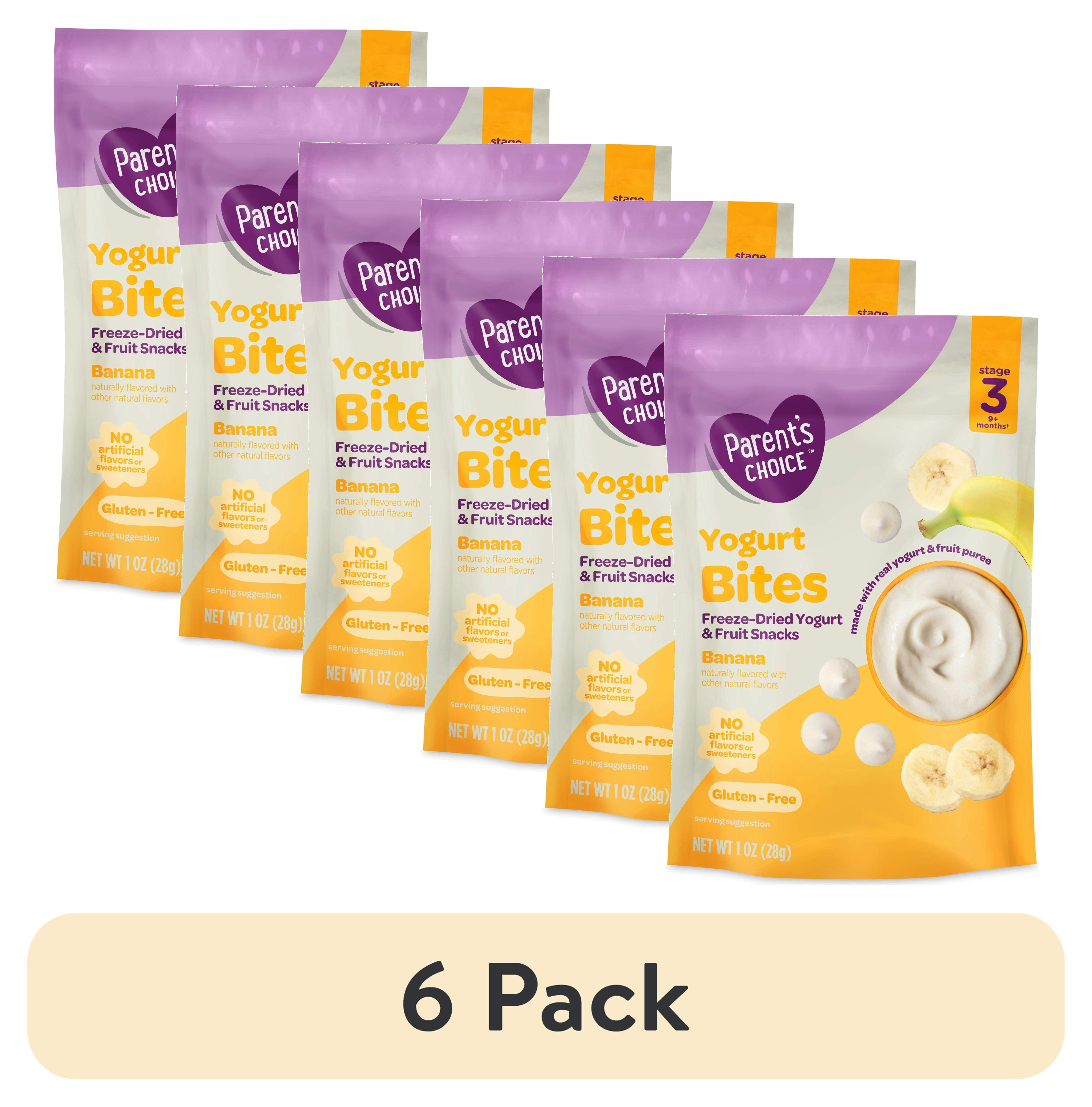 (6 pack) Parent’s Choice Stage 3 Toddler Yogurt Bites Snack, Banana, 1 oz Pouch