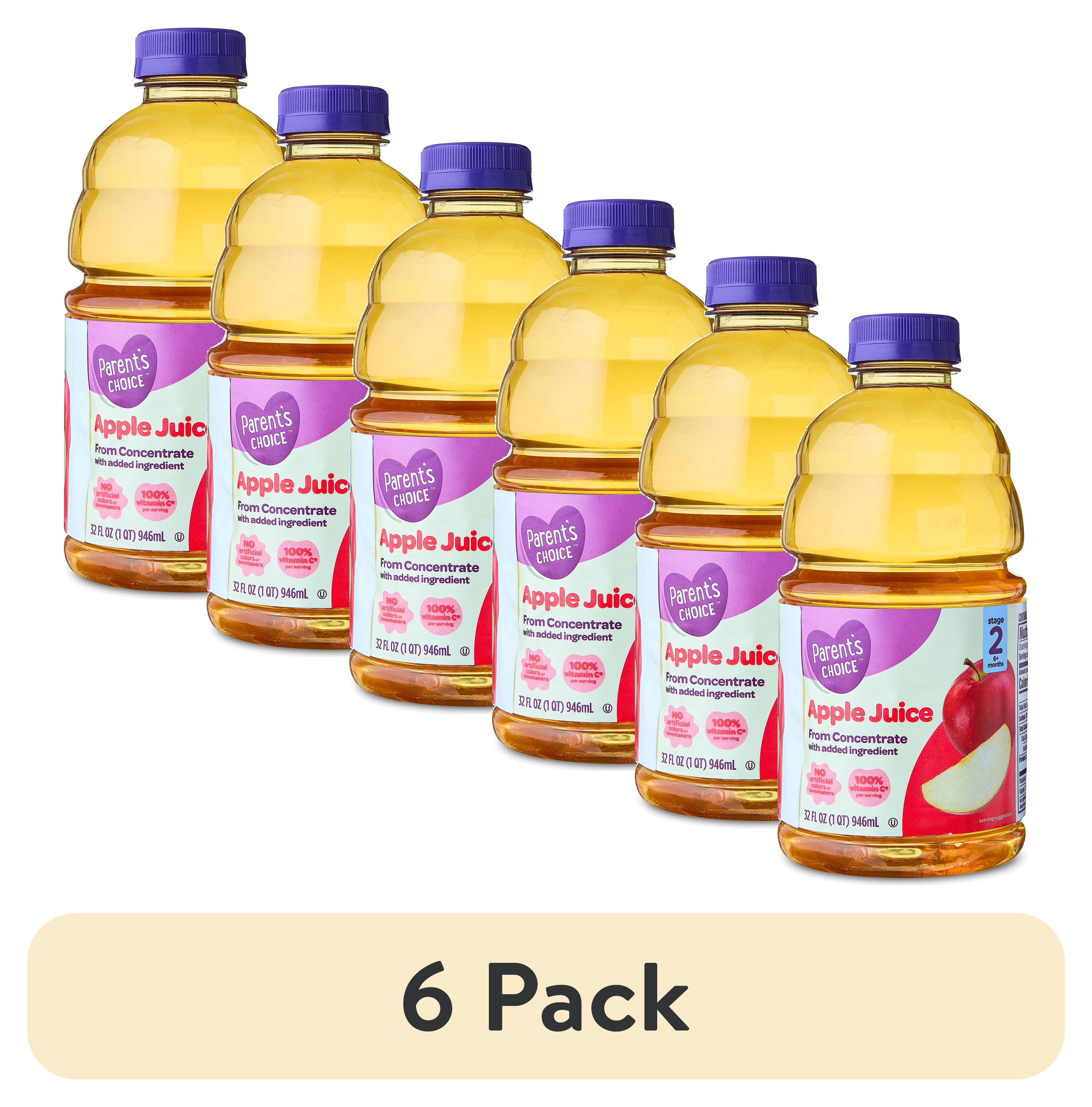 (6 pack) Parent’s Choice Apple Juice from Concentrate, 32 fl oz