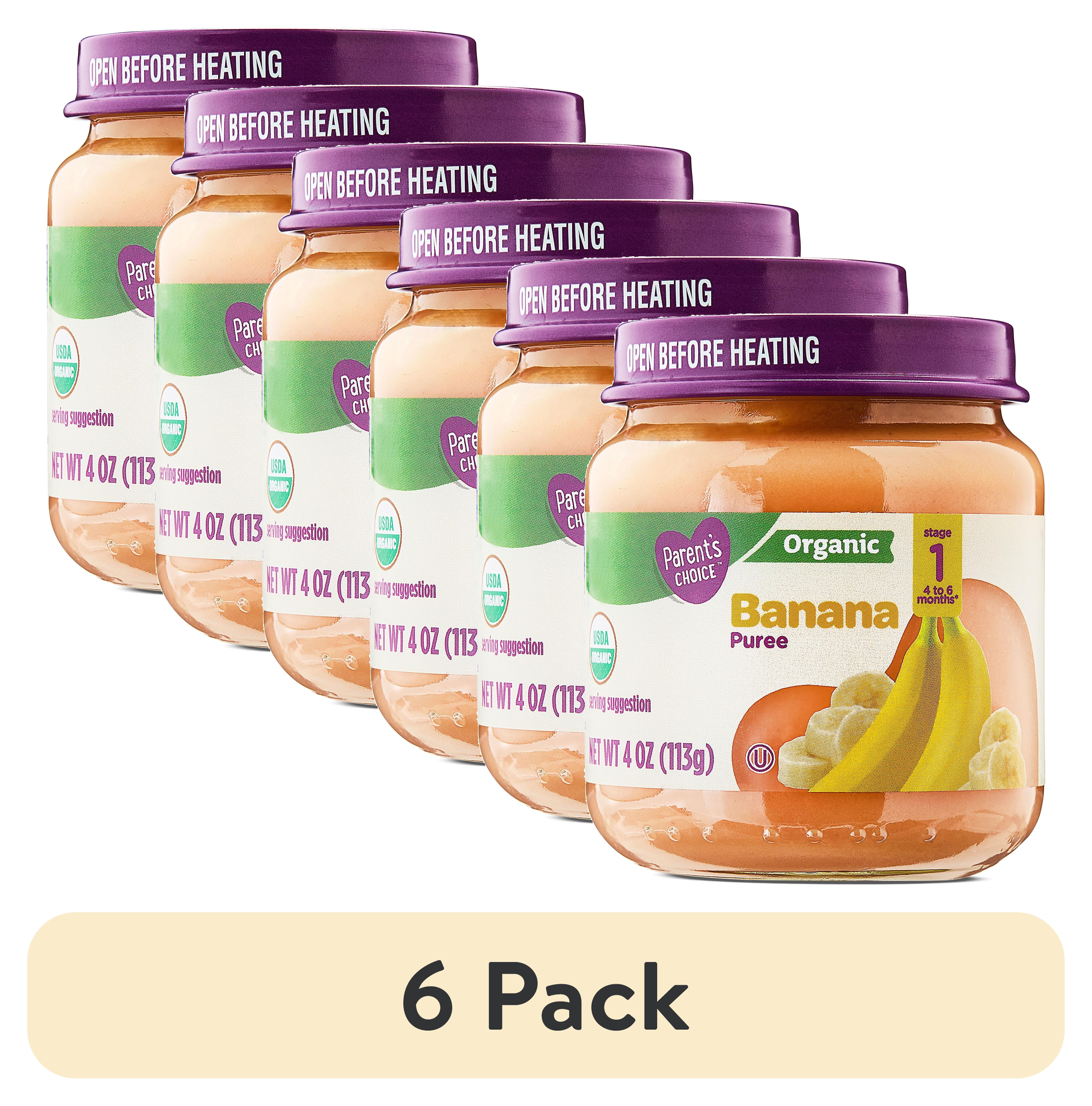 (6 pack) Parent's Choice Organic Stage 1 Baby Food Banana, 4 oz Jar ...