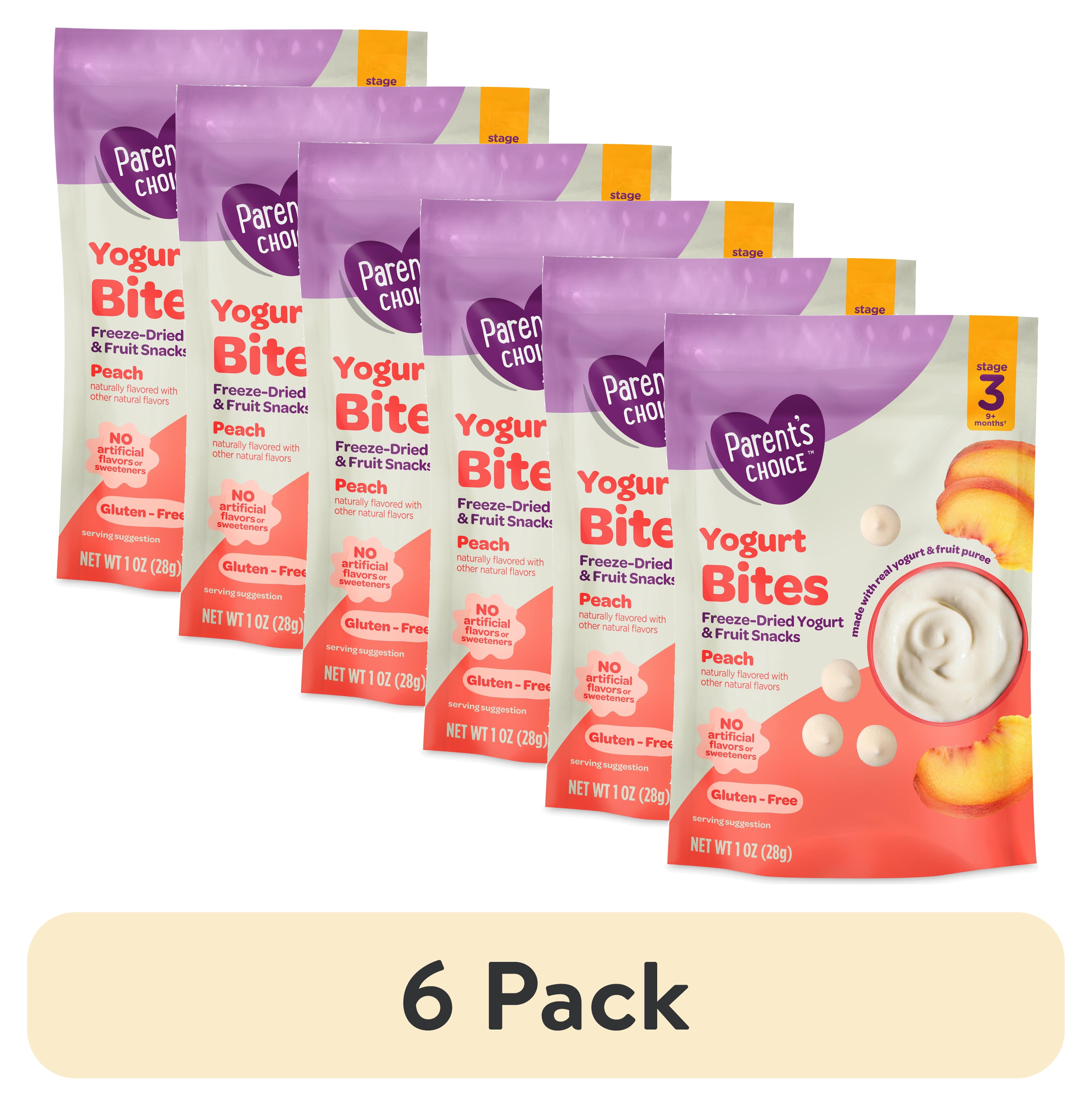 (6 pack) Parent’s Choice Stage 3 Toddler Yogurt Bites Snack, Peach, 1 oz Pouch