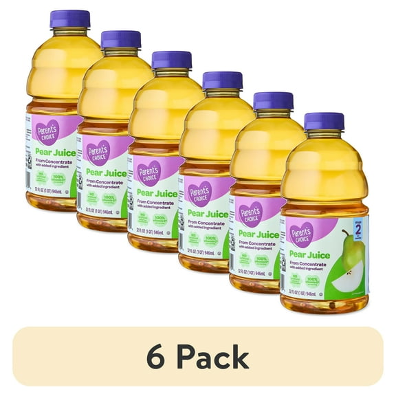(6 pack) Parent's Choice Pear Juice from Concentrate, Stage 2, 32 fl oz