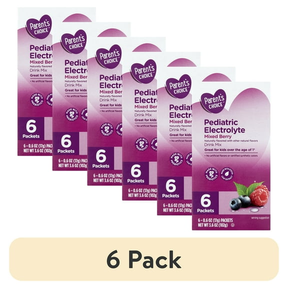 (6 pack) Parent's Choice Pediatric Electrolyte Liquid Drink Mix, Mixed Berry, 3.6 oz, (6 Pack)