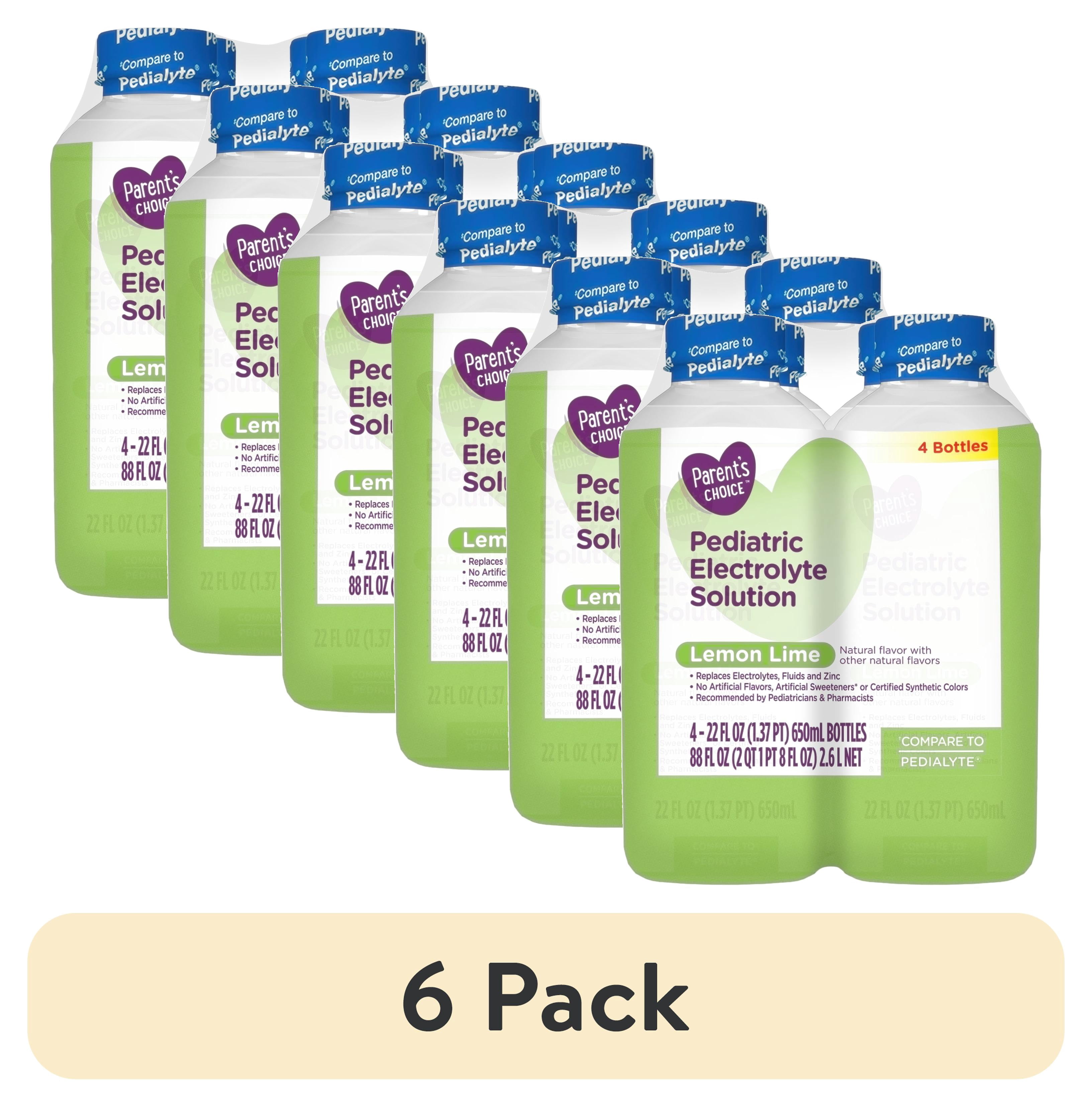 (6 pack) Parent's Choice Electrolyte Solution, Lemon Lime, Dye-Free, for Kids and Adults, 22 fl oz, 4 Count