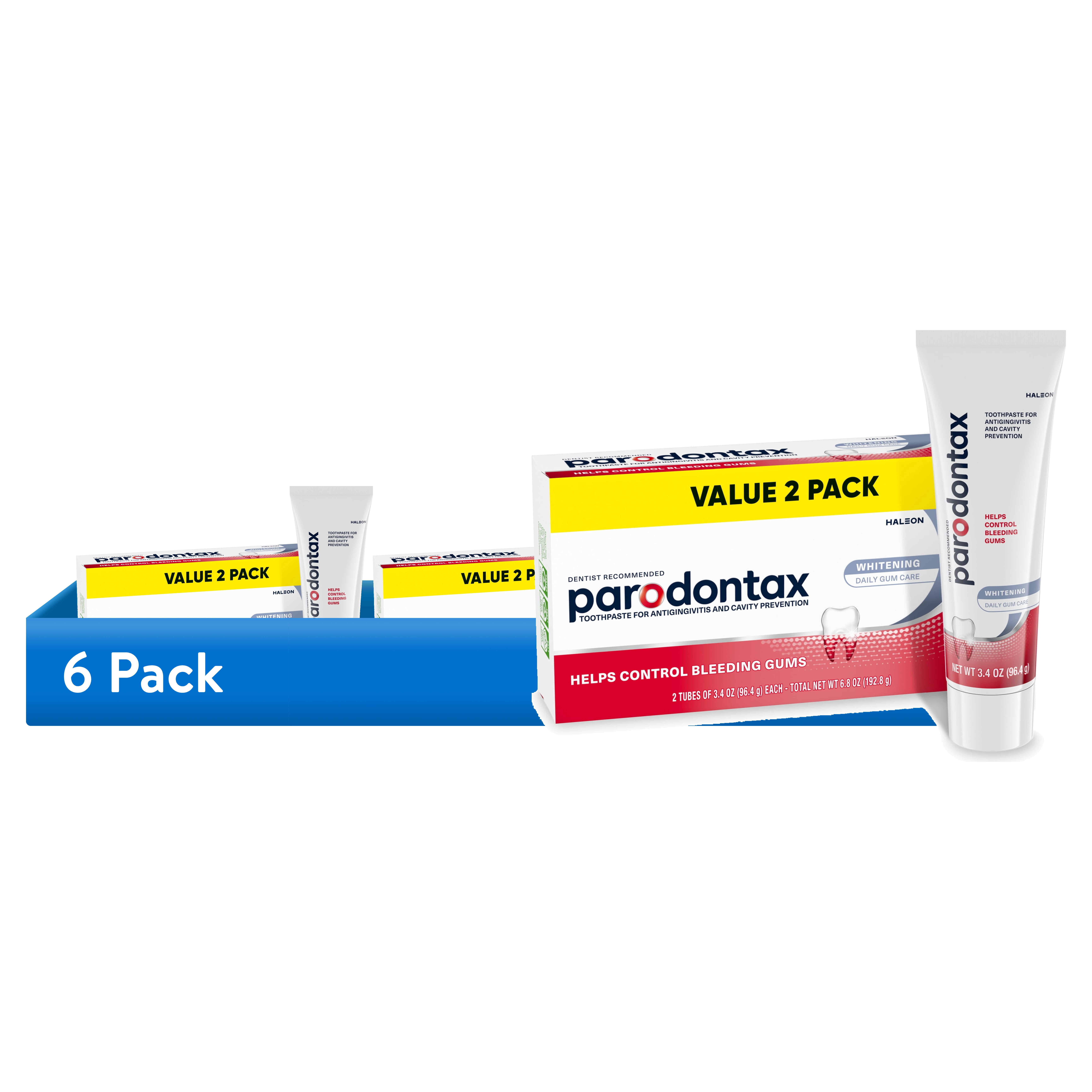 (6 pack) Parodontax Teeth Whitening Toothpaste for Bleeding Gums, 3.4 Oz, 2 Pack, Unflavored, for Adults