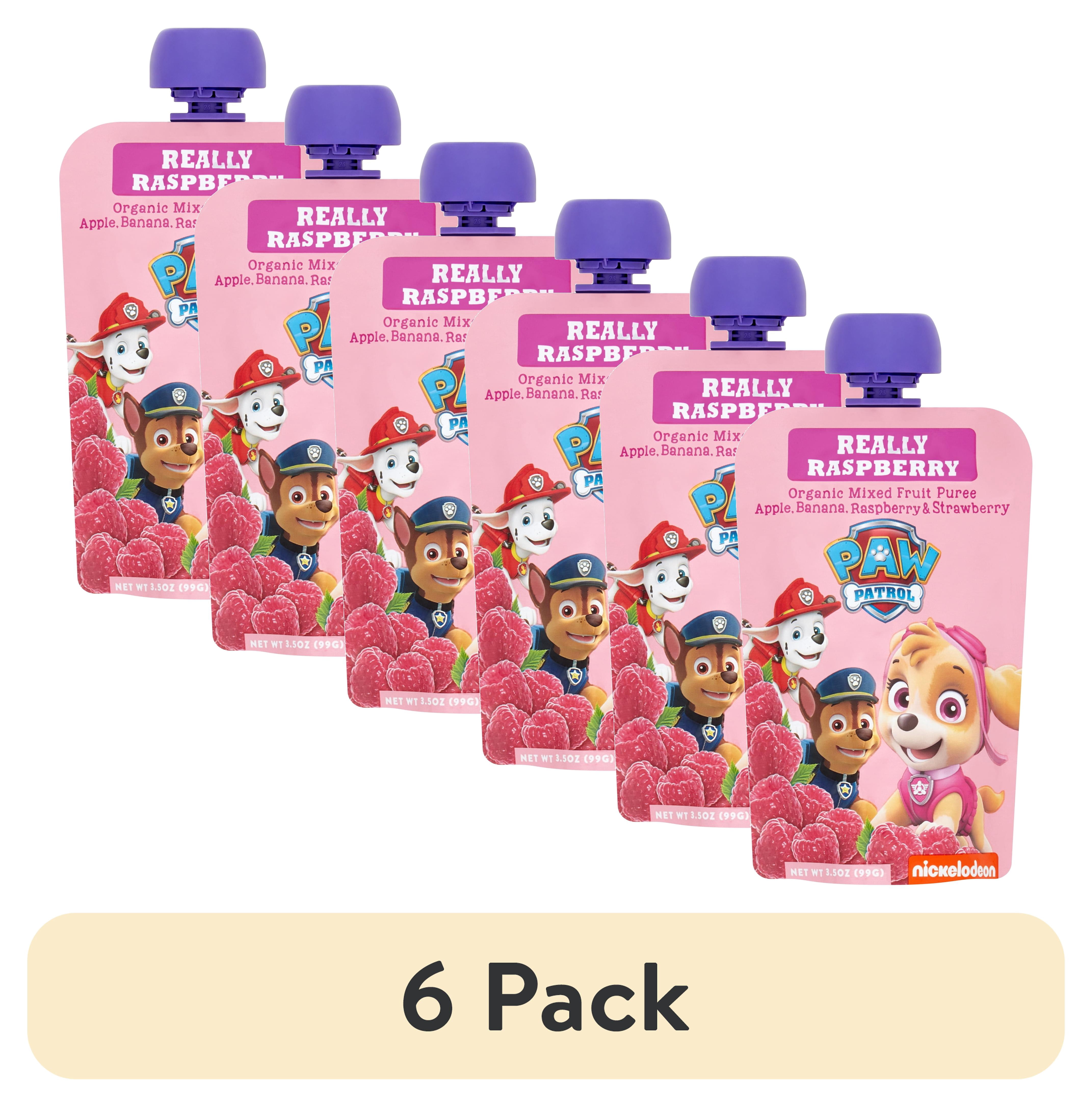 (6 pack) Paw Patrol Really Raspberry Organic Mixed Fruit Puree, 3.5 oz Toddler Snack