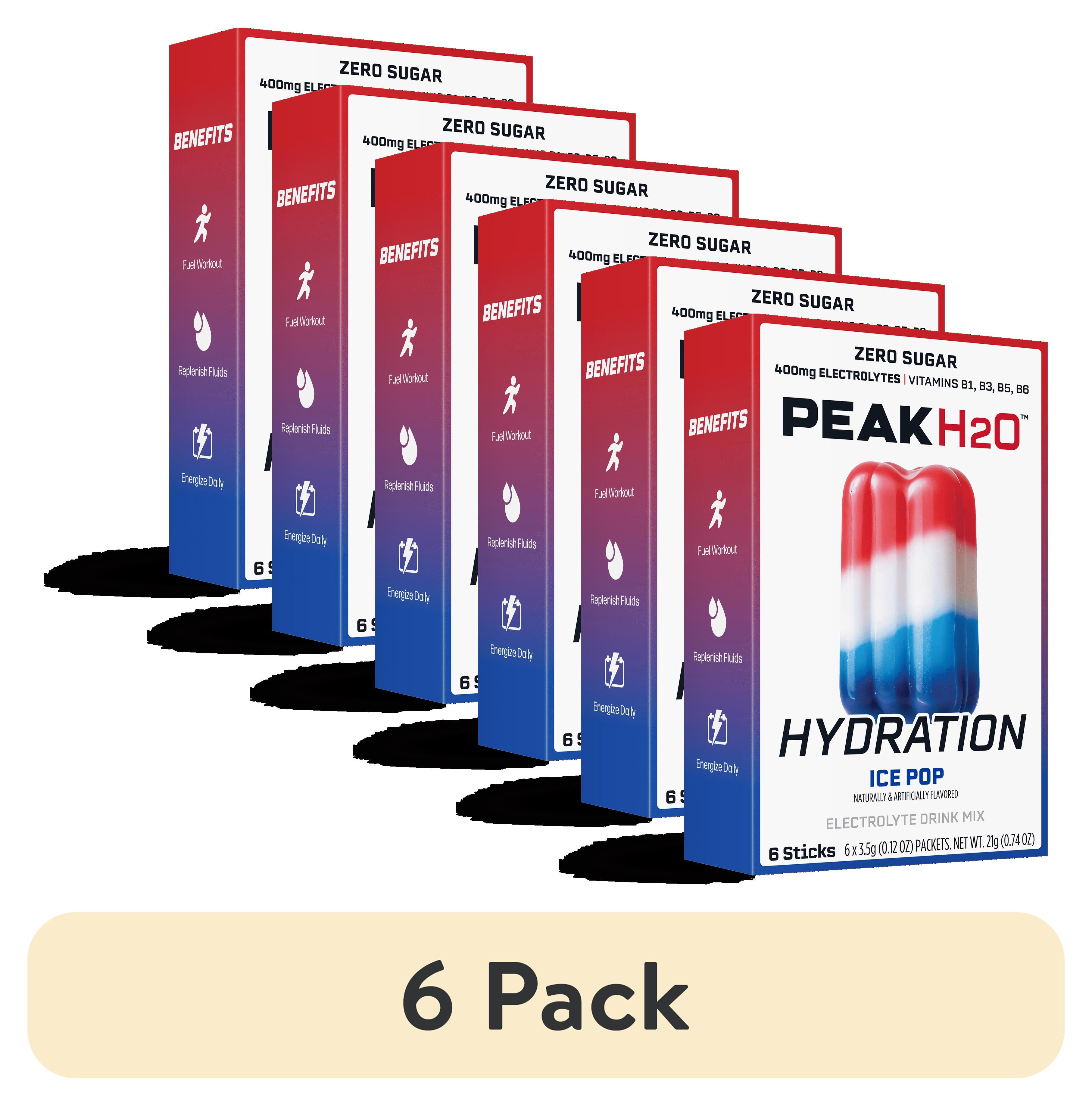 (6 pack) Peak H2O Hydration Powder Drink Mix, Ice Pop Flavor, 6 Count