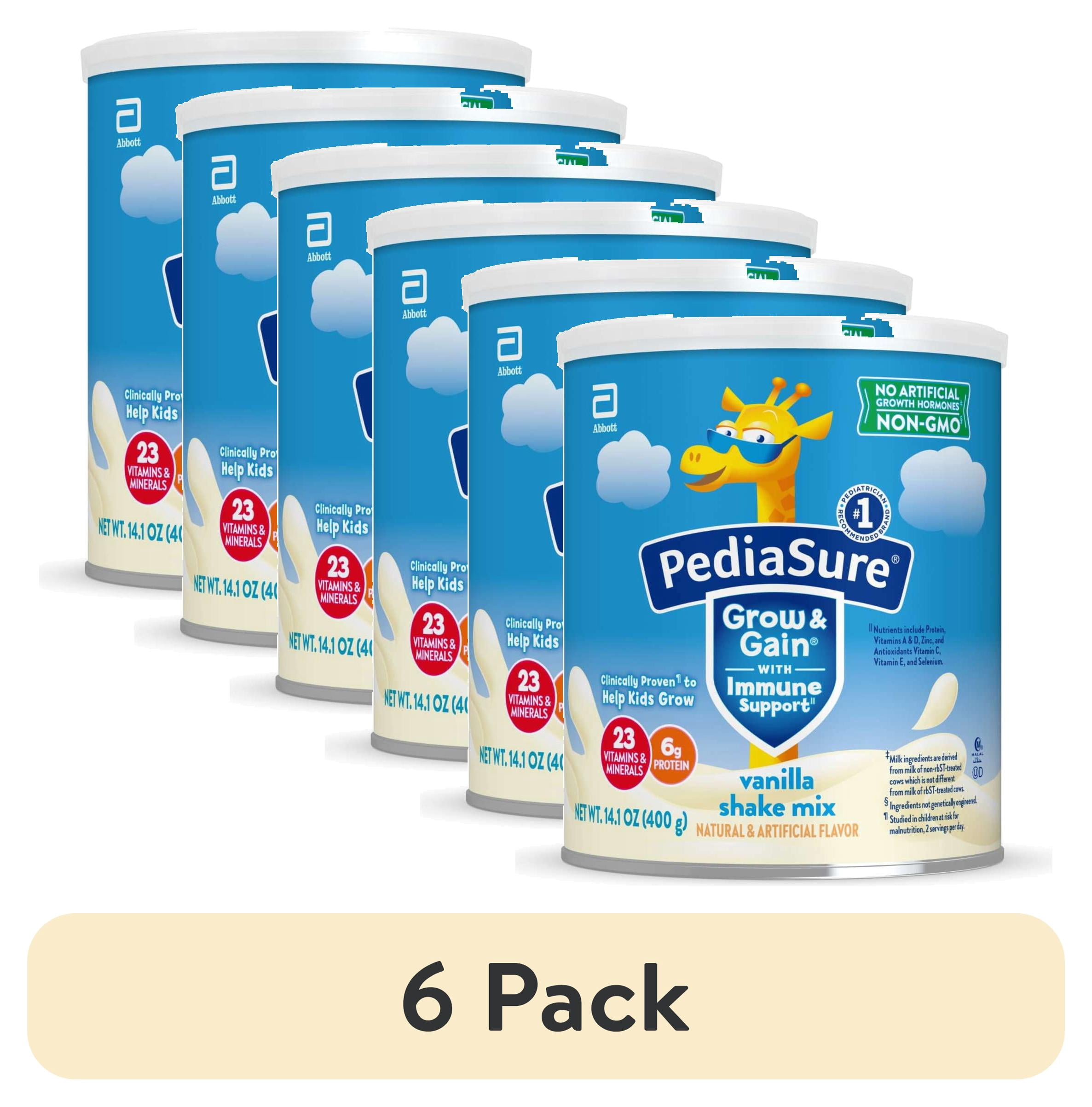 (6 pack) PediaSure Grow & Gain Shake Mix Powder, Vanilla, 14.1 oz Can, 8 Servings