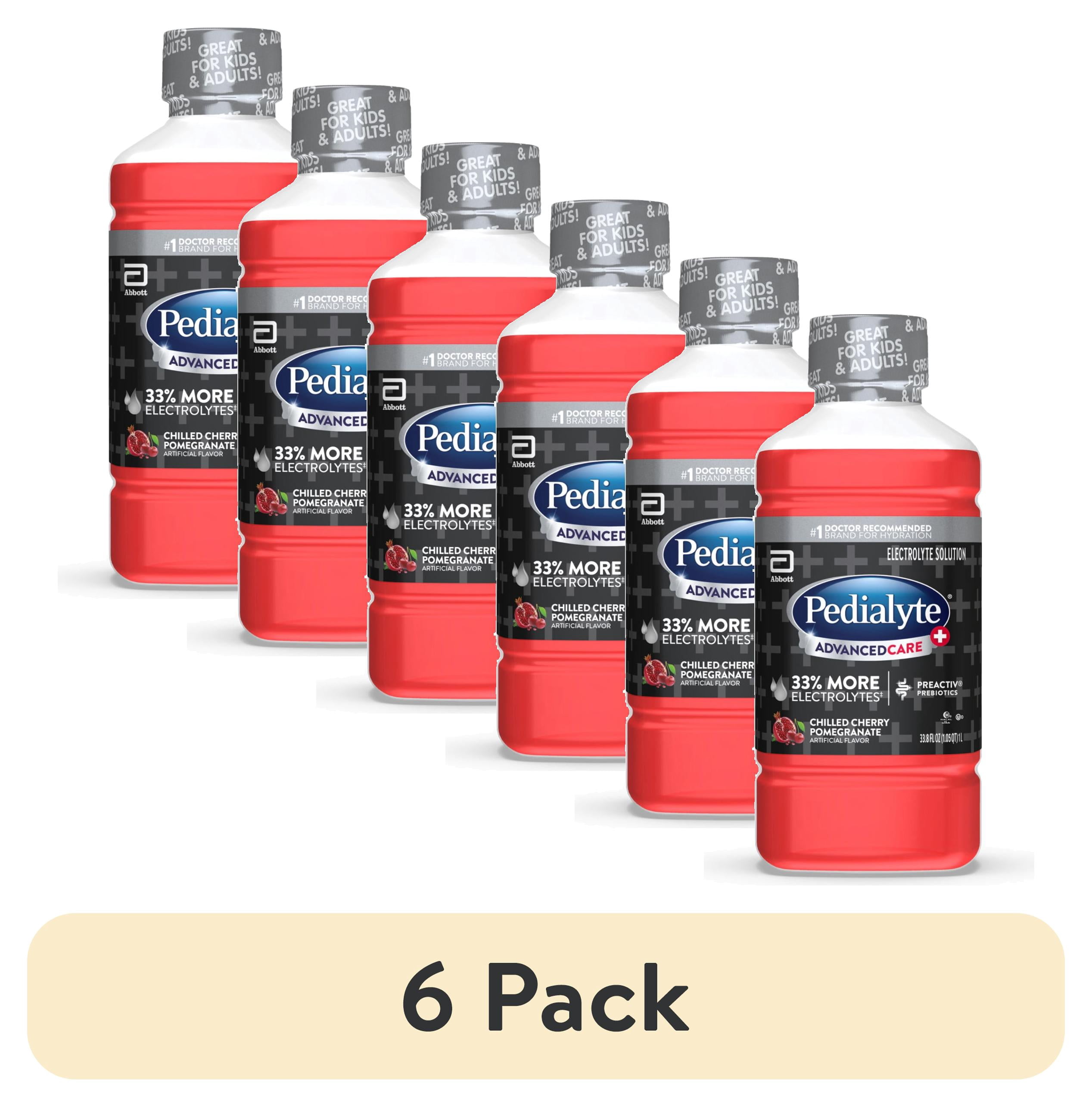 (6 pack) Pedialyte AdvancedCare Plus Electrolyte Drink, Chilled Cherry Pomegranate, 1 Liter