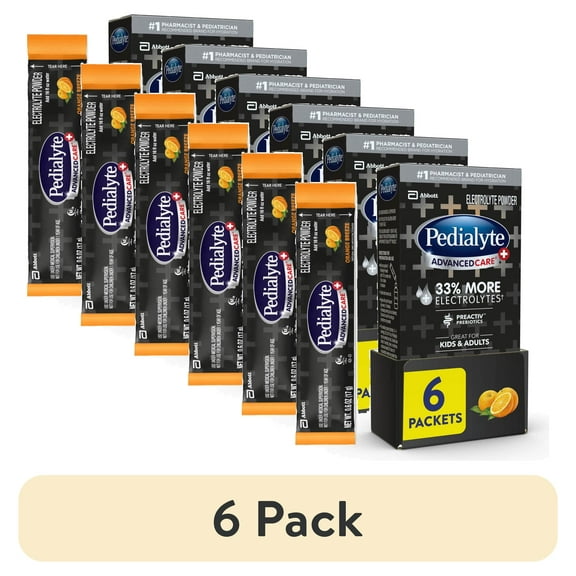 (6 pack) Pedialyte AdvancedCare Plus Electrolyte Powder, Orange Breeze, 6 Powder Packets