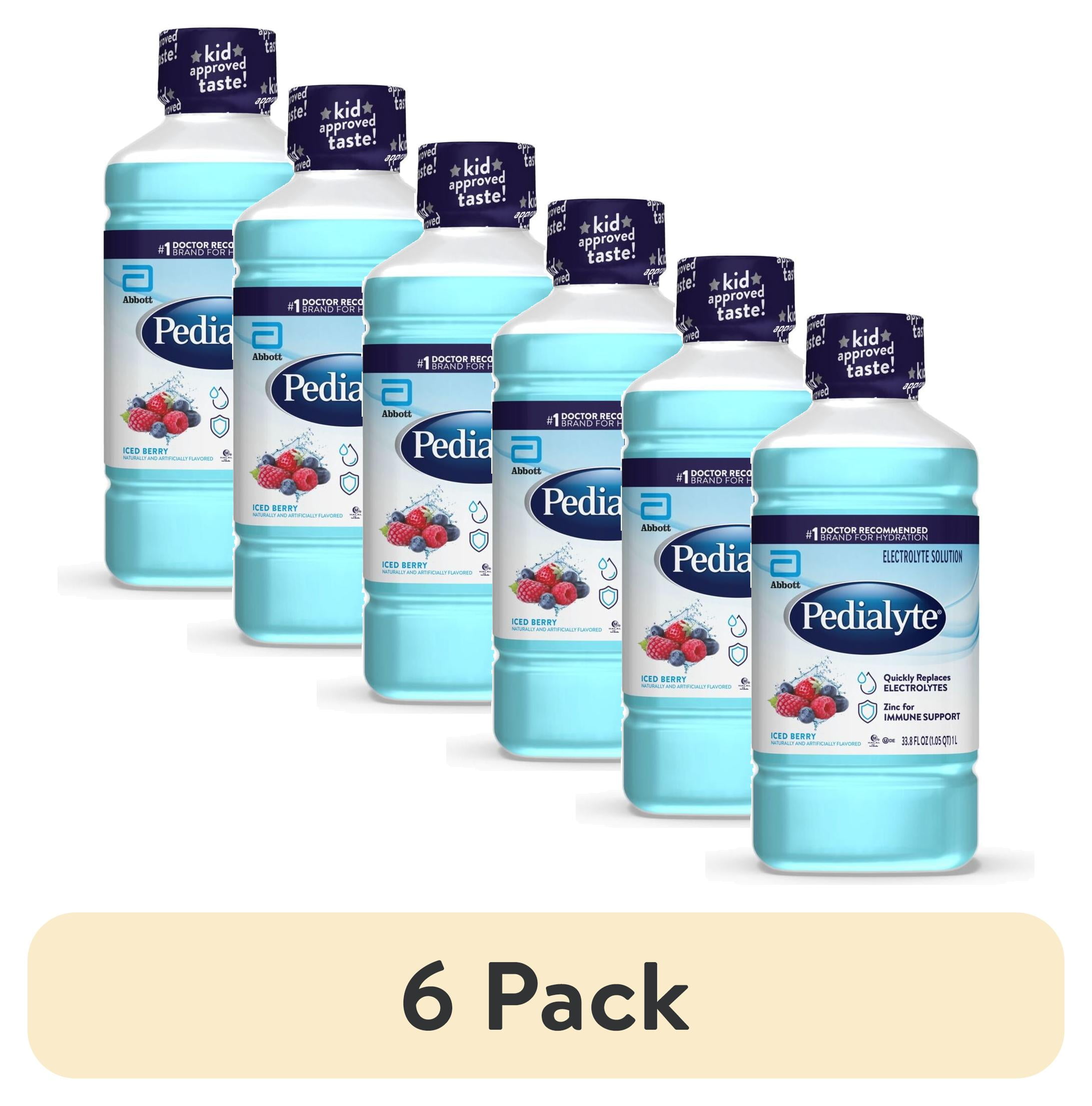 (6 pack) Pedialyte Electrolyte Drink, Iced Berry, 1 Liter