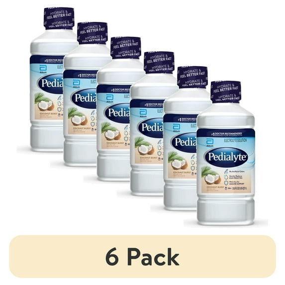 (6 pack) Pedialyte Electrolyte Drink, Coconut Burst, 1 Liter