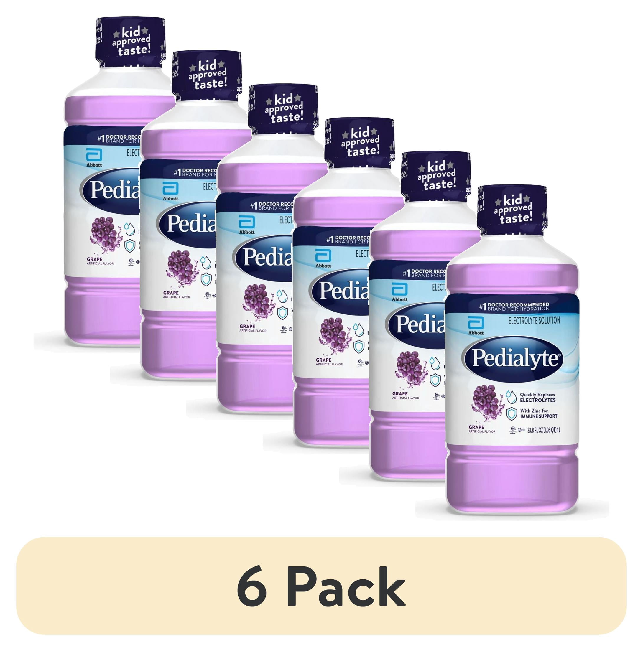 (6 pack) Pedialyte Electrolyte Drink, For Kids & Adults, Grape, 1 Liter